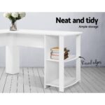 Artiss Computer Desk Shelf L-Shape White 136CM - Image 7