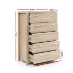 Artiss 5 Chest of Drawers - MAXI Pine - Image 3