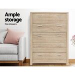 Artiss 5 Chest of Drawers - MAXI Pine - Image 5