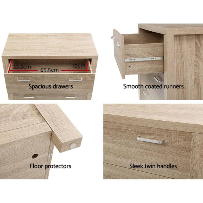 Artiss 5 Chest of Drawers - MAXI Pine - Image 7