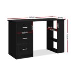 Artiss Computer Desk Drawer Shelf Cabinet Black 120CM - Image 3