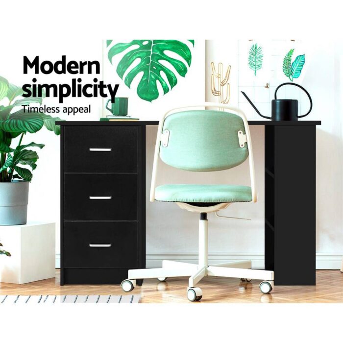 Artiss Computer Desk Drawer Shelf Cabinet Black 120CM - Image 5