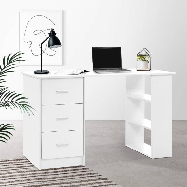 Artiss Bobb White Desk with Storage and Open Shelves