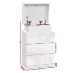 Artiss Bedside Table LED 3 Drawers - COLEY White - Image 3