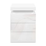 Artiss Bedside Table LED 3 Drawers - COLEY White - Image 4
