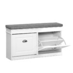 Artiss Shoe Cabinet Bench Shoes Storage Rack Organiser Drawer White Shelf 12 Pairs Box - Image 2