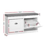 Artiss Shoe Cabinet Bench Shoes Storage Rack Organiser Drawer White Shelf 12 Pairs Box - Image 3