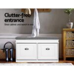 Artiss Shoe Cabinet Bench Shoes Storage Rack Organiser Drawer White Shelf 12 Pairs Box - Image 4
