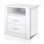 Artiss Bedside Table 2 Drawers with Shelf - TARA White - Image 2