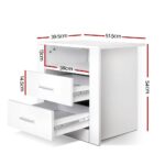 Artiss Bedside Table 2 Drawers with Shelf - TARA White - Image 3