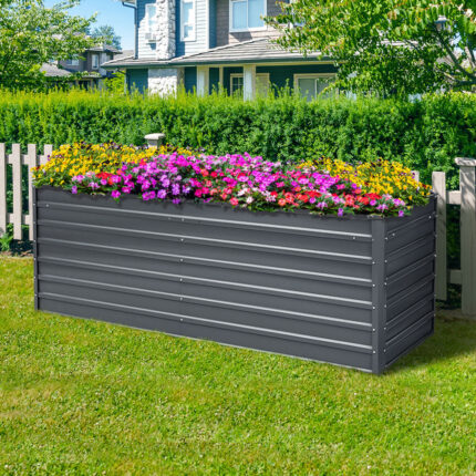 Greenfingers Garden Bed 240x80x77cm Planter Box Raised Container Galvanised Herb