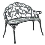 Gardeon Outdoor Garden Bench Seat 100cm Cast Aluminium Patio Chair Vintage Green - Image 2