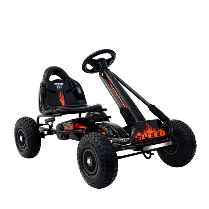 Rigo Kids Pedal Go Kart Ride On Toys Racing Car Rubber Tyre Black - Image 2