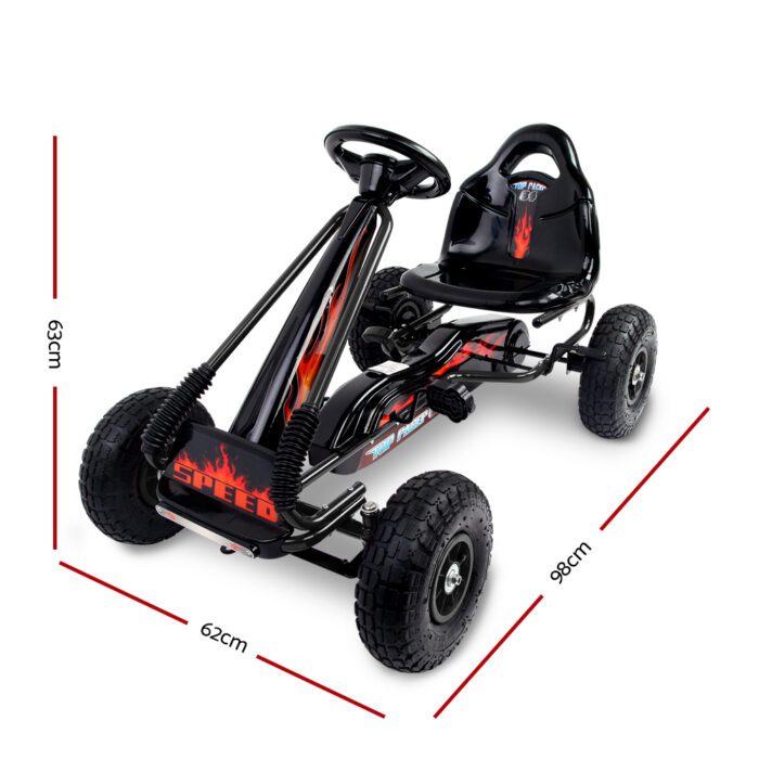 Rigo Kids Pedal Go Kart Ride On Toys Racing Car Rubber Tyre Black - Image 3