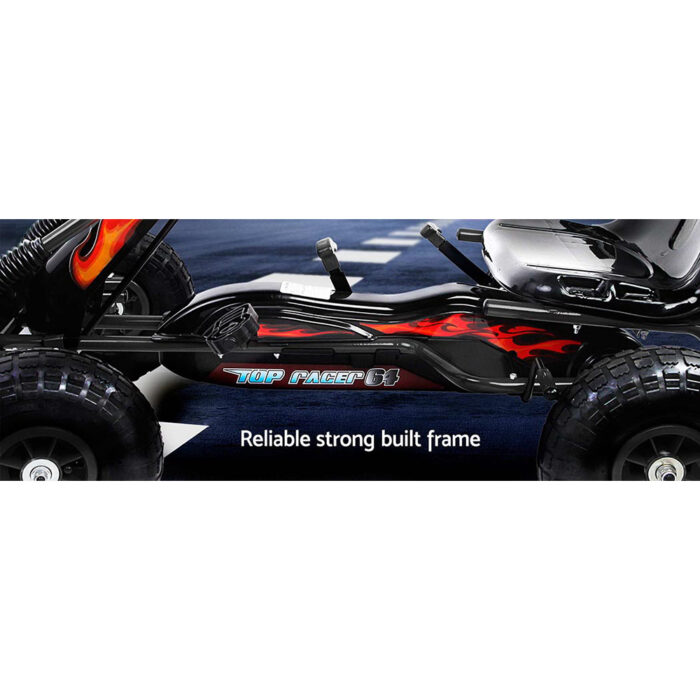Rigo Kids Pedal Go Kart Ride On Toys Racing Car Rubber Tyre Black - Image 4