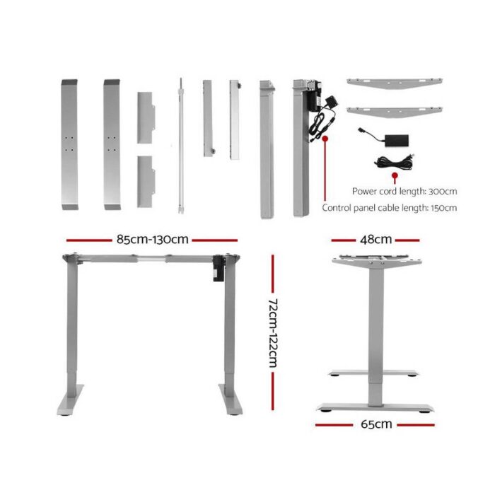 Artiss Standing Desk Adjustable Height Desk Electric Motorised Grey Frame Black Desk Top 140cm - Image 3