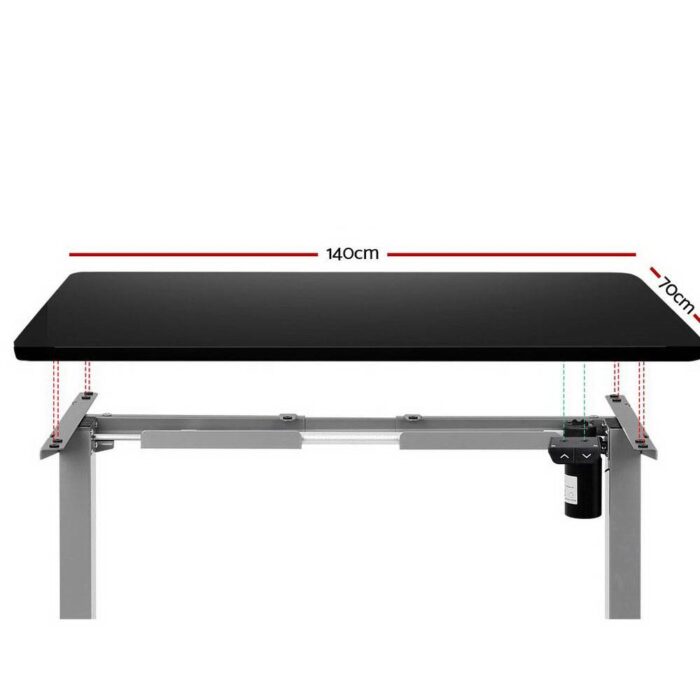 Artiss Standing Desk Adjustable Height Desk Electric Motorised Grey Frame Black Desk Top 140cm - Image 4