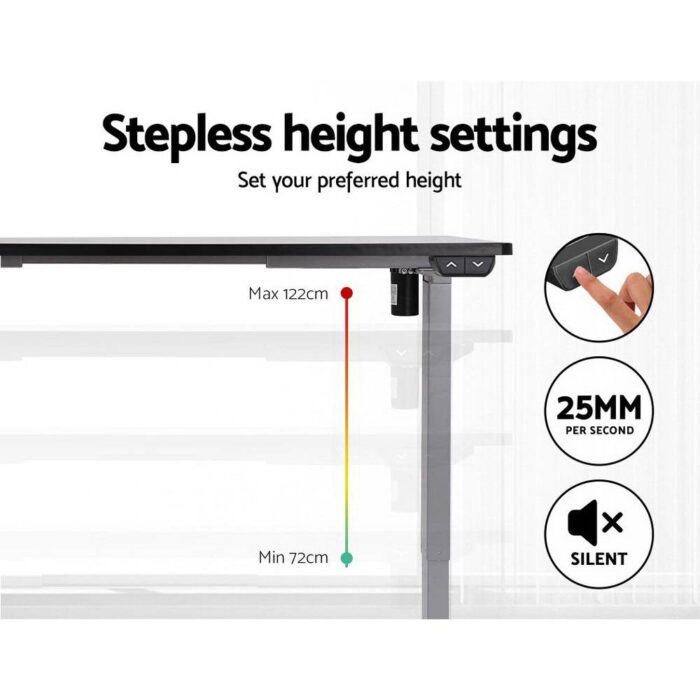 Artiss Standing Desk Adjustable Height Desk Electric Motorised Grey Frame Black Desk Top 140cm - Image 6