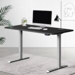 Artiss Standing Desk Adjustable Height Desk Electric Motorised Grey Frame Black Desk Top 140cm
