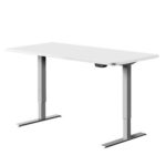 Artiss Standing Desk Adjustable Height Desk Electric Motorised Grey Frame White Desk Top 140cm - Image 2