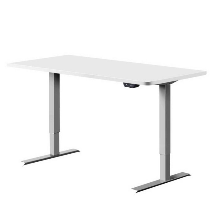 Artiss Standing Desk Adjustable Height Desk Electric Motorised Grey Frame White Desk Top 140cm - Image 2