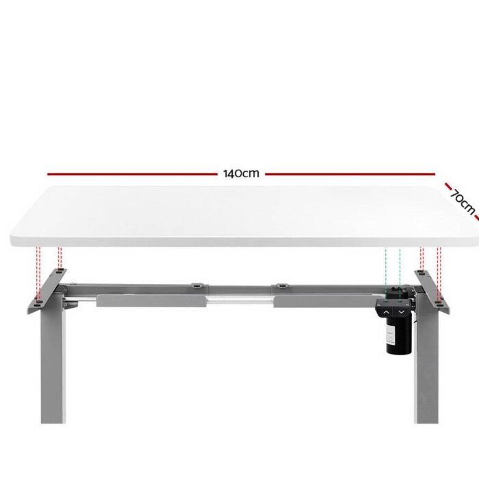 Artiss Standing Desk Adjustable Height Desk Electric Motorised Grey Frame White Desk Top 140cm - Image 4