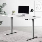 Artiss Standing Desk Adjustable Height Desk Electric Motorised Grey Frame White Desk Top 140cm