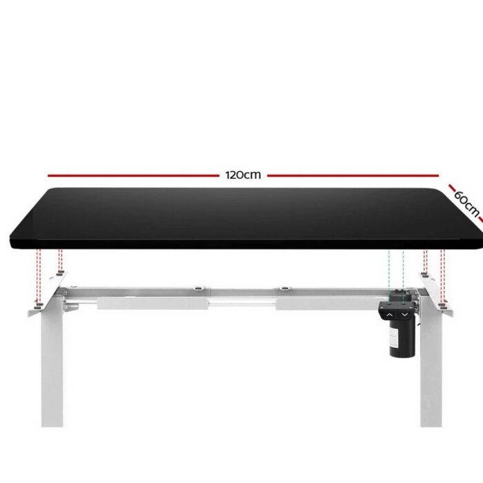 Artiss Standing Desk Adjustable Height Desk Electric Motorised White Frame Black Desk Top 120cm - Image 4
