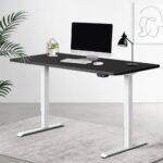 Artiss Standing Desk Adjustable Height Desk Electric Motorised White Frame Black Desk Top 120cm
