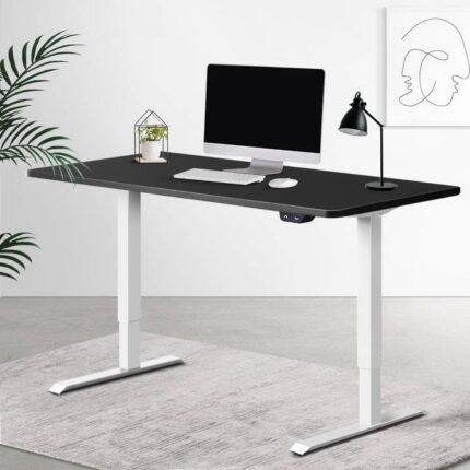 Artiss Standing Desk Adjustable Height Desk Electric Motorised White Frame Black Desk Top 120cm
