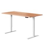 Artiss Standing Desk Adjustable Height Desk Electric Motorised White Frame Oak Desk Top 120cm - Image 2