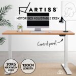Artiss Standing Desk Adjustable Height Desk Electric Motorised White Frame Oak Desk Top 120cm - Image 5