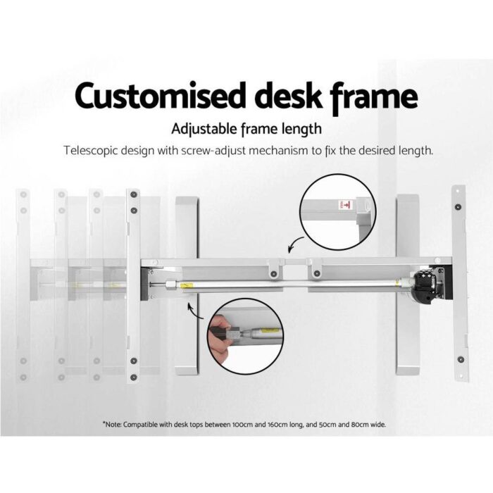 Artiss Standing Desk Adjustable Height Desk Electric Motorised White Frame Oak Desk Top 120cm - Image 7