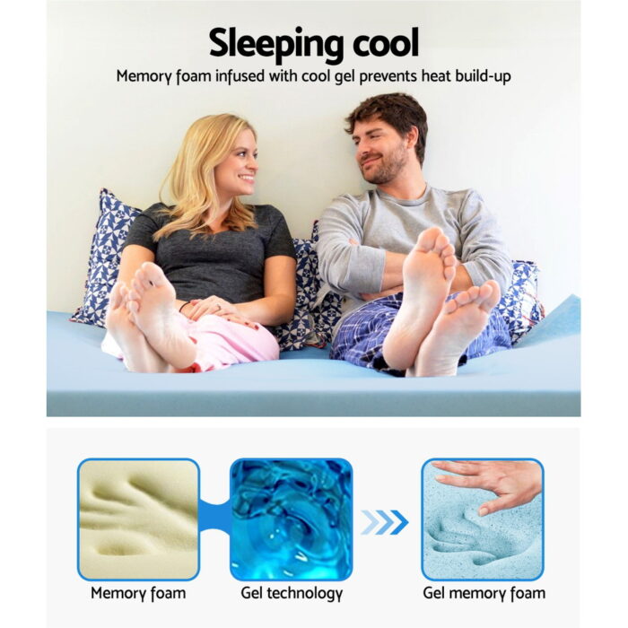 Giselle Bedding Memory Foam Mattress Topper Cool Gel 8cm Double - Image 5