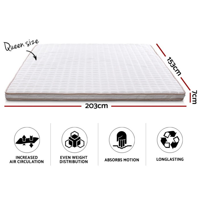 Giselle Bedding Memory Foam Mattress Topper Bed Underlay Cover Queen 7cm - Image 3
