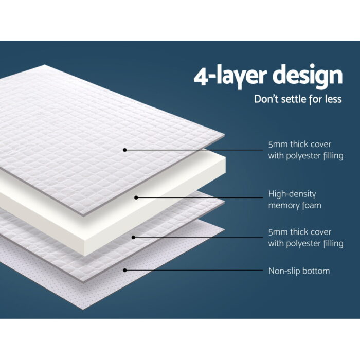 Giselle Bedding Memory Foam Mattress Topper Bed Underlay Cover Queen 7cm - Image 6
