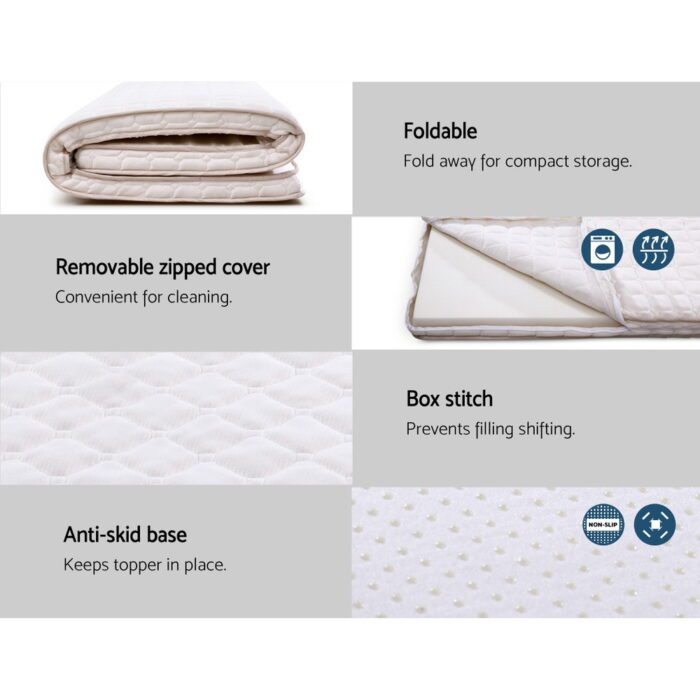 Giselle Bedding Memory Foam Mattress Topper Bed Underlay Cover Queen 7cm - Image 7