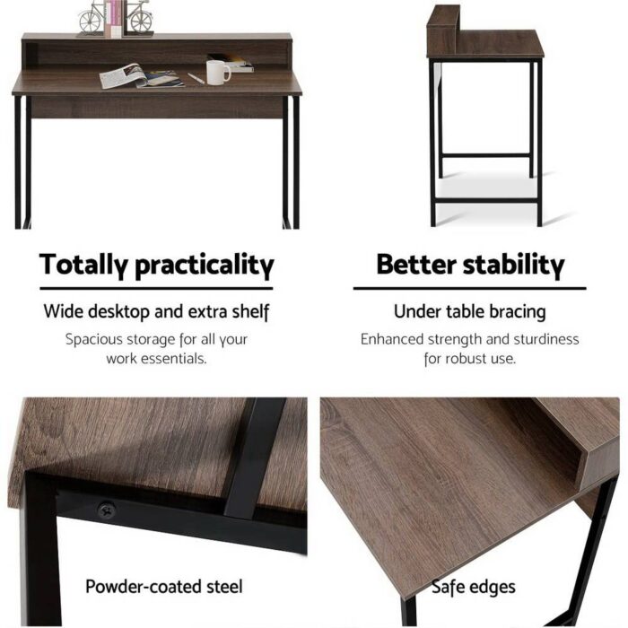 Artiss Computer Desk Shelf Oak 100CM - Image 6