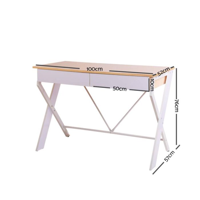 Artiss Computer Desk Drawer Oak 100CM - Image 3