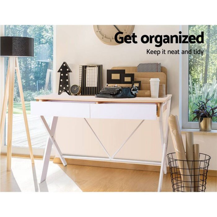 Artiss Computer Desk Drawer Oak 100CM - Image 7