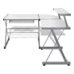 Artiss Computer Desk L-Shape Keyboard Tray Shelf White - Image 4