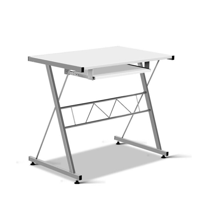 Artiss Computer Desk L-Shape Keyboard Tray Shelf White - Image 5