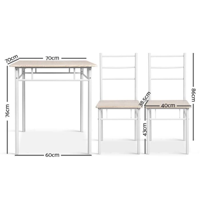 Artiss Dining Table And Chairs Set fo 3 Oak - Image 3