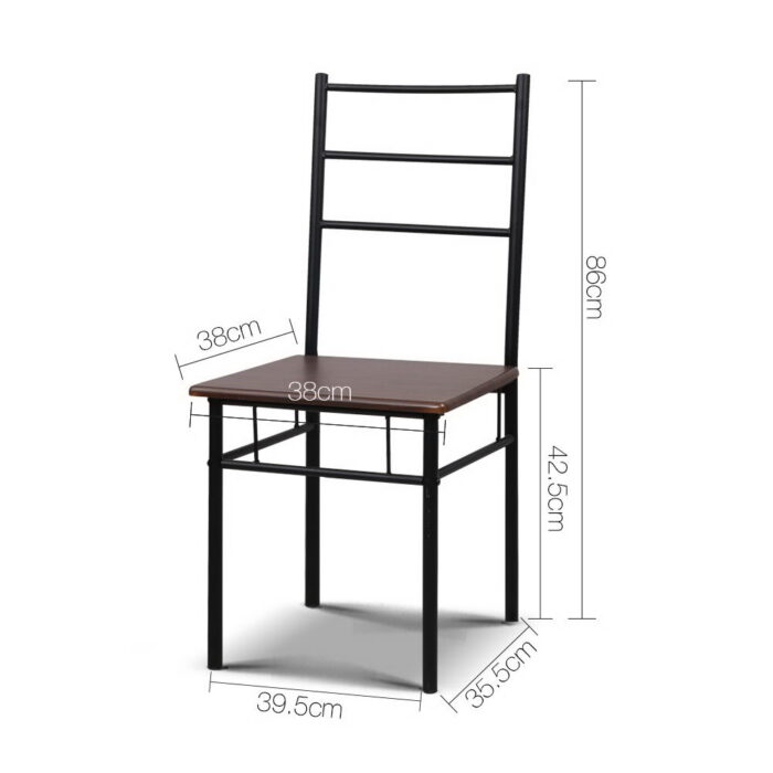 Artiss Dining Table And Chairs Set fo 3 Walnut - Image 3