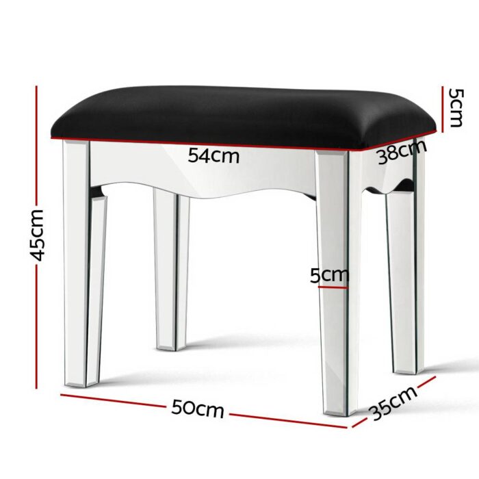 Artiss Mirrored Furniture Dressing Table Stool Foot Vanity Stools Makeup Chairs - Image 4