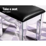 Artiss Mirrored Furniture Dressing Table Stool Foot Vanity Stools Makeup Chairs - Image 6