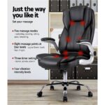 Artiss 8 Point Massage Office Chair PU Leather Black - Image 5