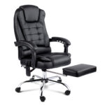 Artiss 8 Point Massage Office Chair PU Leather Footrest Black - Image 2