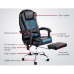 Artiss 8 Point Massage Office Chair PU Leather Footrest Black - Image 4