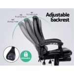 Artiss 8 Point Massage Office Chair PU Leather Footrest Black - Image 5